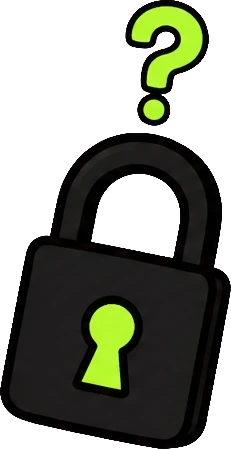 A locked padlock with a question mark